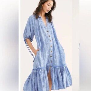 Free People Blue Boho Maxi Dress S